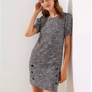 Lined tweed dress with buttons